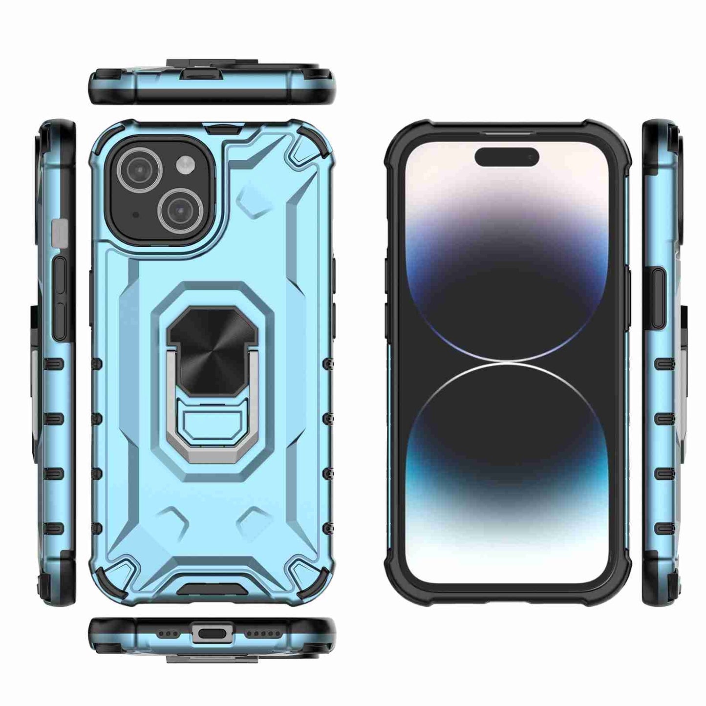 ELECTROPRIME For iPhone 15 Ice Armor Series Ring Holder Phone Case(Blue)