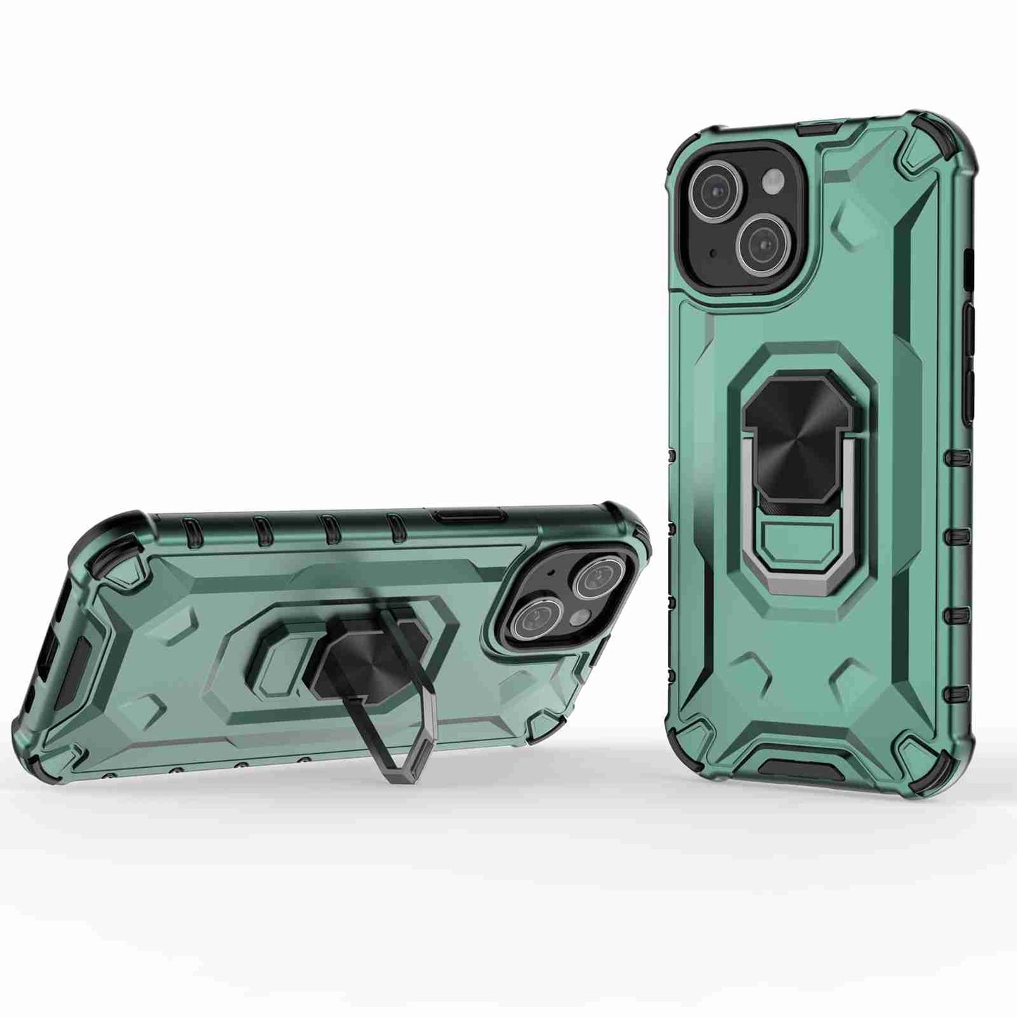 ELECTROPRIME For iPhone 15 Ice Armor Series Ring Holder Phone Case(Green)