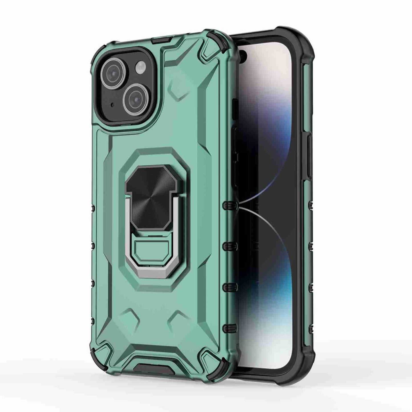 ELECTROPRIME For iPhone 15 Ice Armor Series Ring Holder Phone Case(Green)