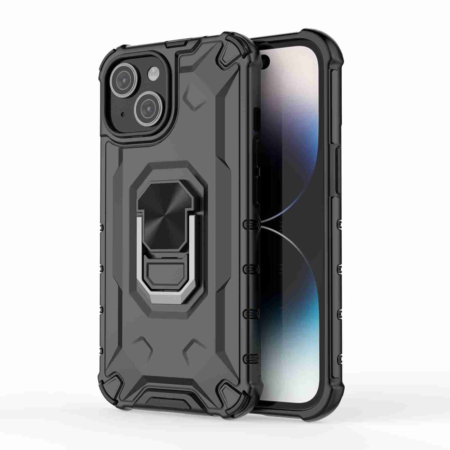 ELECTROPRIME For iPhone 15 Ice Armor Series Ring Holder Phone Case(Black)