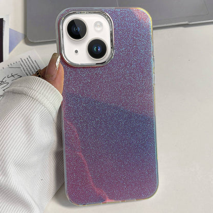 ELECTROPRIME For iPhone 15 Plus Electroplated Frame IMD Glitter Powder Phone Case(Pink)