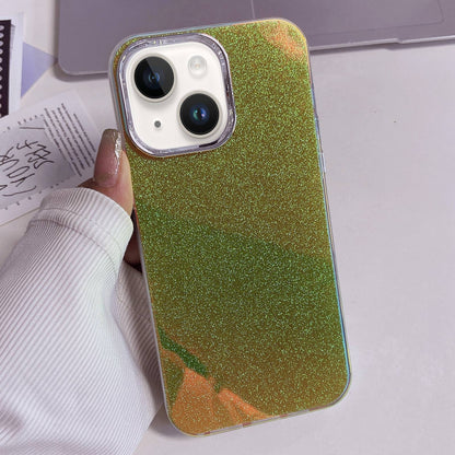 ELECTROPRIME For iPhone 15 Electroplated Frame IMD Glitter Powder Phone Case(Yellow)