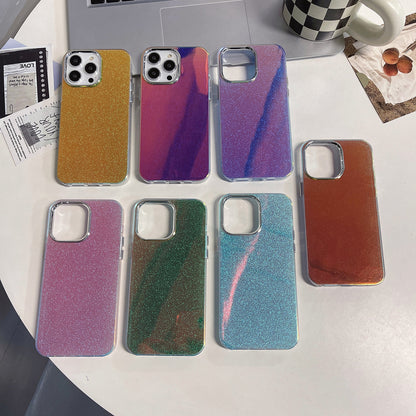 ELECTROPRIME For iPhone 15 Plus Electroplated Frame IMD Glitter Powder Phone Case(Pink)