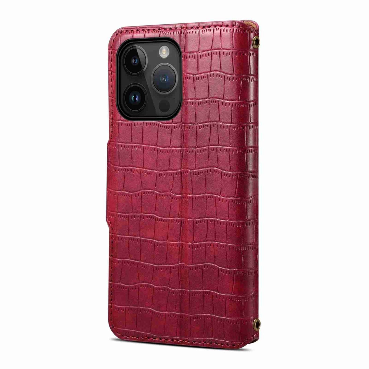 ELECTROPRIME For iPhone 15 Denior Crocodile Texture Oil Edge Leather Phone Case(Rose Red)