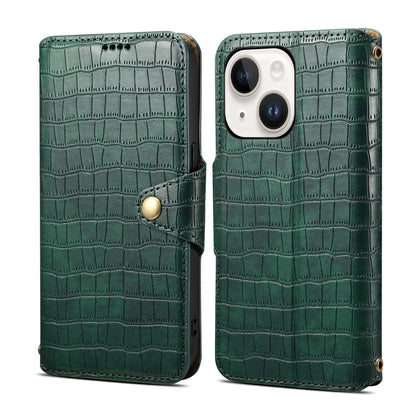 ELECTROPRIME For iPhone 15 Denior Crocodile Texture Oil Edge Leather Phone Case(Green)
