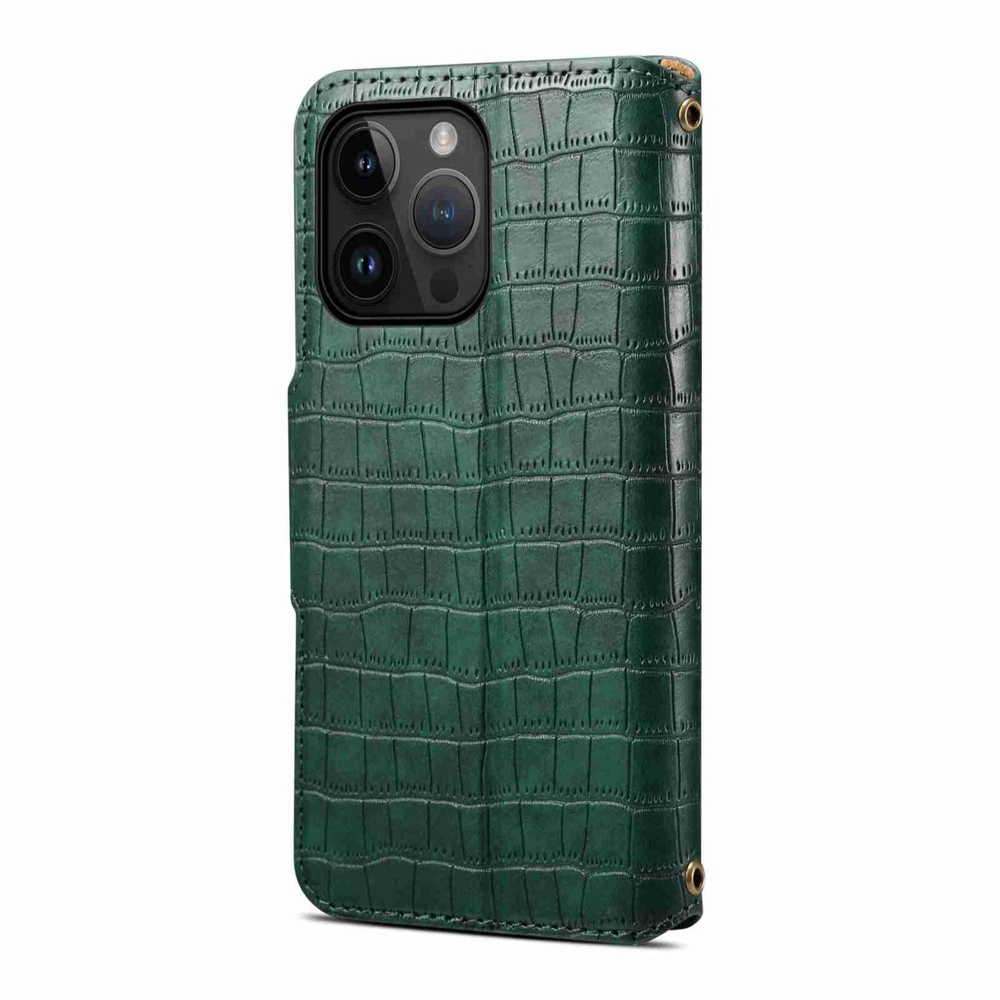 ELECTROPRIME For iPhone 15 Denior Crocodile Texture Oil Edge Leather Phone Case(Green)