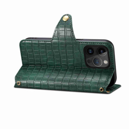 ELECTROPRIME For iPhone 15 Denior Crocodile Texture Oil Edge Leather Phone Case(Green)