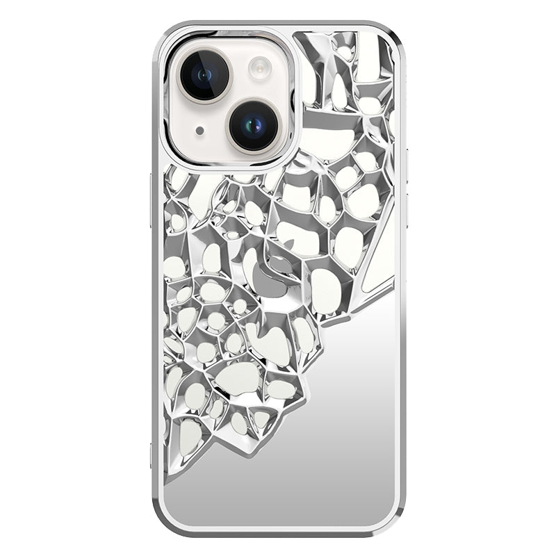ELECTROPRIME For iPhone 15 Mirror Style Hollow Heat Dissipation Electroplated  TPU Phone Case(Silver)