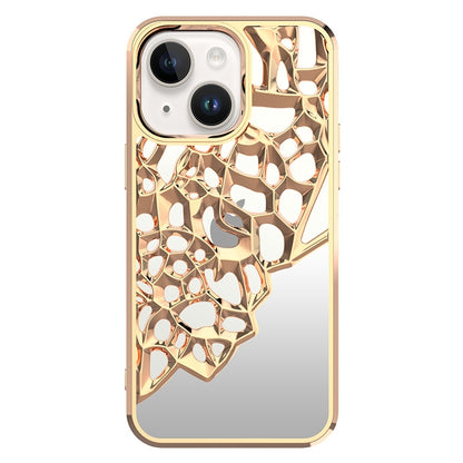 ELECTROPRIME For iPhone 15 Mirror Style Hollow Heat Dissipation Electroplated  TPU Phone Case(Gold)