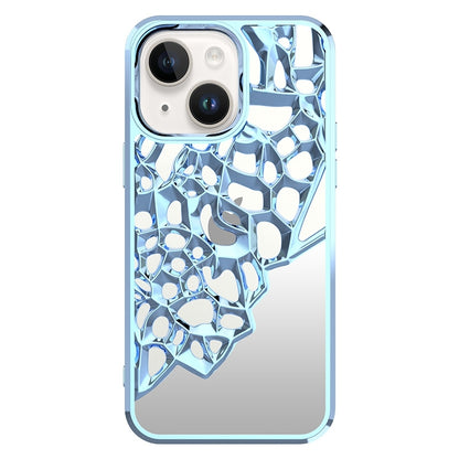 ELECTROPRIME For iPhone 15 Mirror Style Hollow Heat Dissipation Electroplated  TPU Phone Case(Blue)
