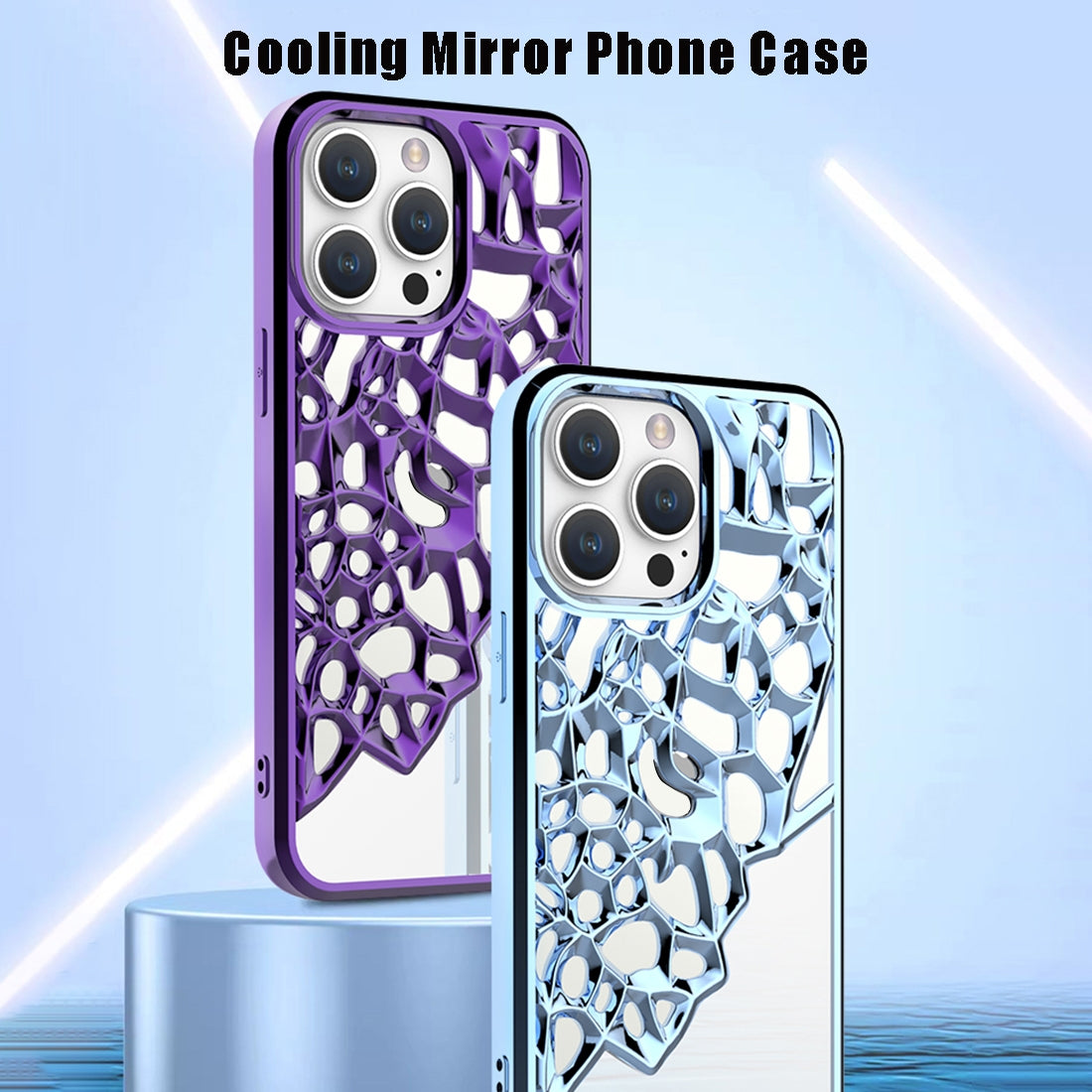 ELECTROPRIME For iPhone 15 Mirror Style Hollow Heat Dissipation Electroplated  TPU Phone Case(Blue)
