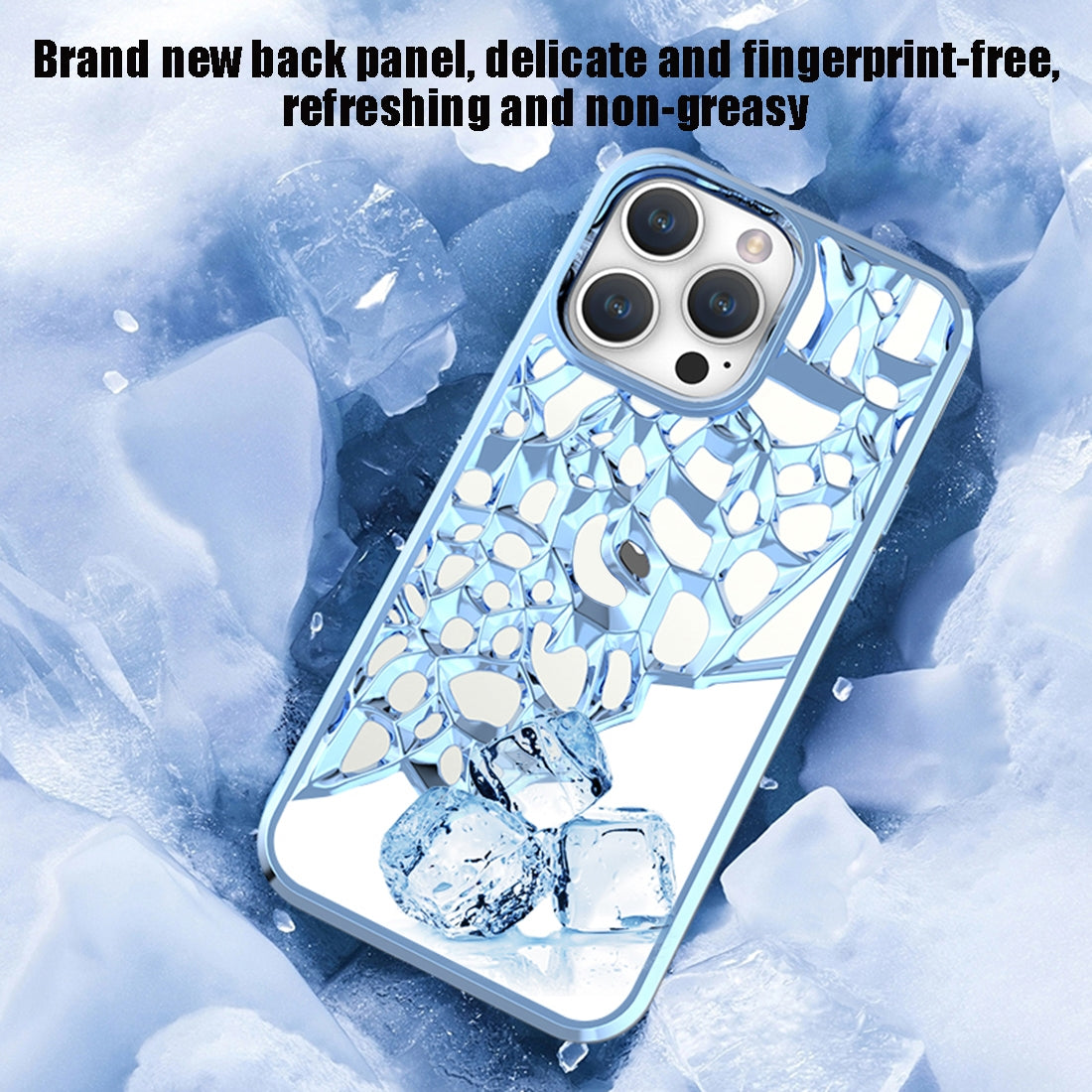 ELECTROPRIME For iPhone 15 Mirror Style Hollow Heat Dissipation Electroplated  TPU Phone Case(Purple)