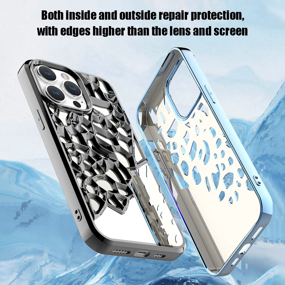 ELECTROPRIME For iPhone 15 Mirror Style Hollow Heat Dissipation Electroplated  TPU Phone Case(Pink)