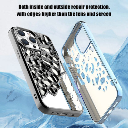 ELECTROPRIME For iPhone 15 Mirror Style Hollow Heat Dissipation Electroplated  TPU Phone Case(Purple)