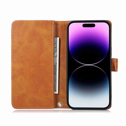 ELECTROPRIME For iPhone 15 Wristband Card Slot Leather Phone Case(Brown)
