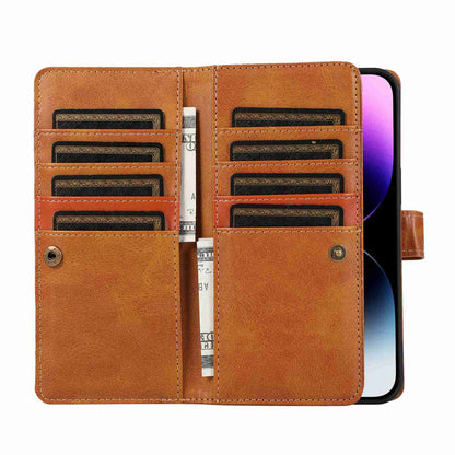 ELECTROPRIME For iPhone 15 Wristband Card Slot Leather Phone Case(Brown)