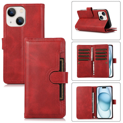 ELECTROPRIME For iPhone 15 Wristband Card Slot Leather Phone Case(Red)