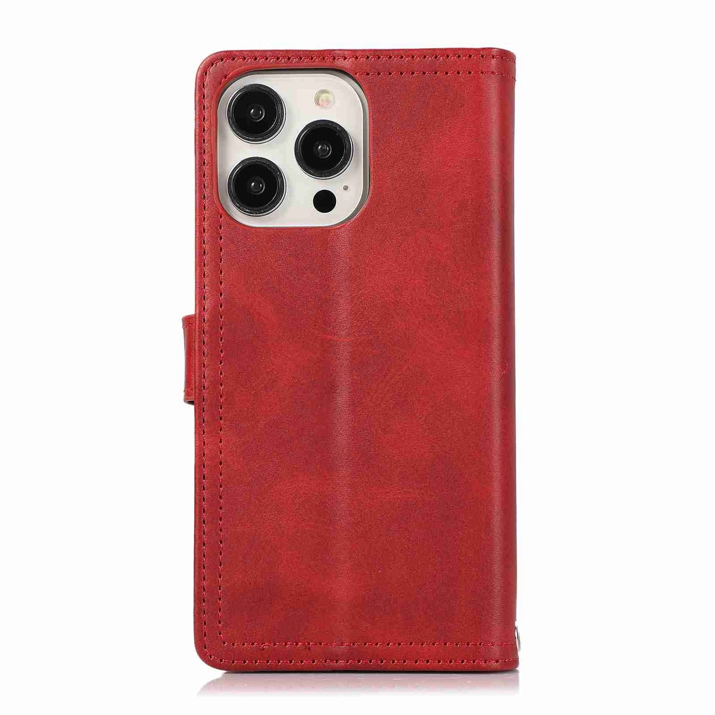 ELECTROPRIME For iPhone 15 Wristband Card Slot Leather Phone Case(Red)