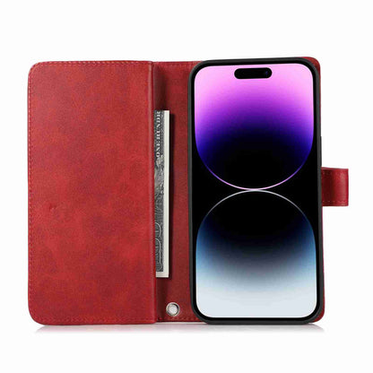 ELECTROPRIME For iPhone 15 Wristband Card Slot Leather Phone Case(Red)