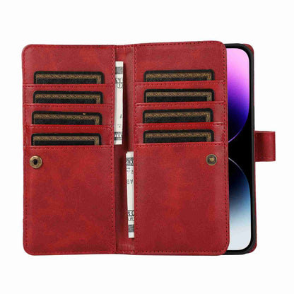 ELECTROPRIME For iPhone 15 Wristband Card Slot Leather Phone Case(Red)