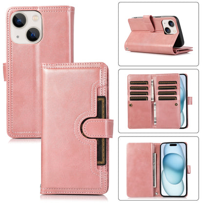 ELECTROPRIME For iPhone 15 Wristband Card Slot Leather Phone Case(Rose Gold)