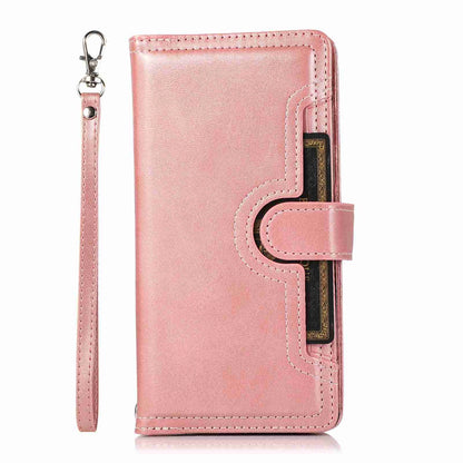 ELECTROPRIME For iPhone 15 Wristband Card Slot Leather Phone Case(Rose Gold)