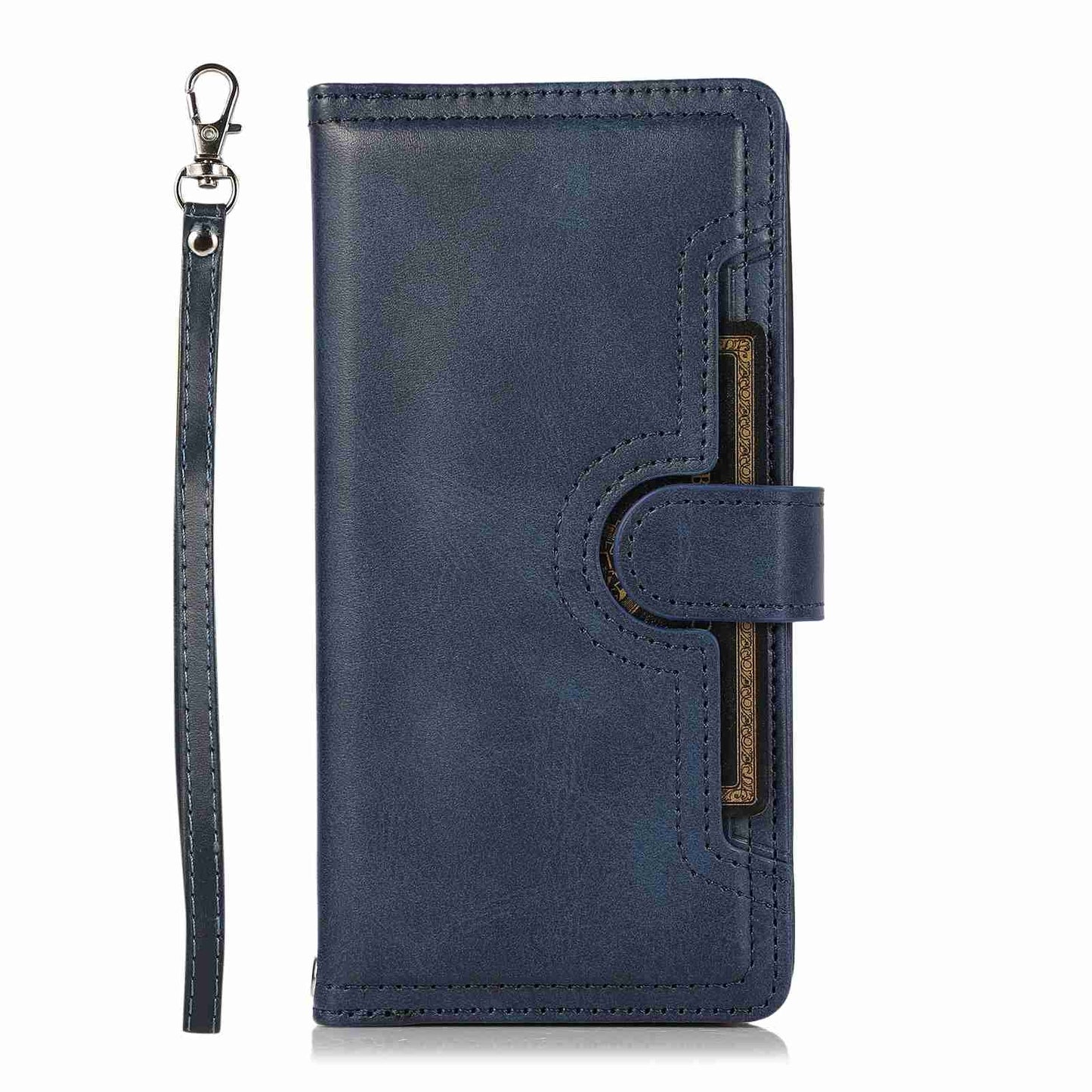 ELECTROPRIME For iPhone 15 Wristband Card Slot Leather Phone Case(Blue)