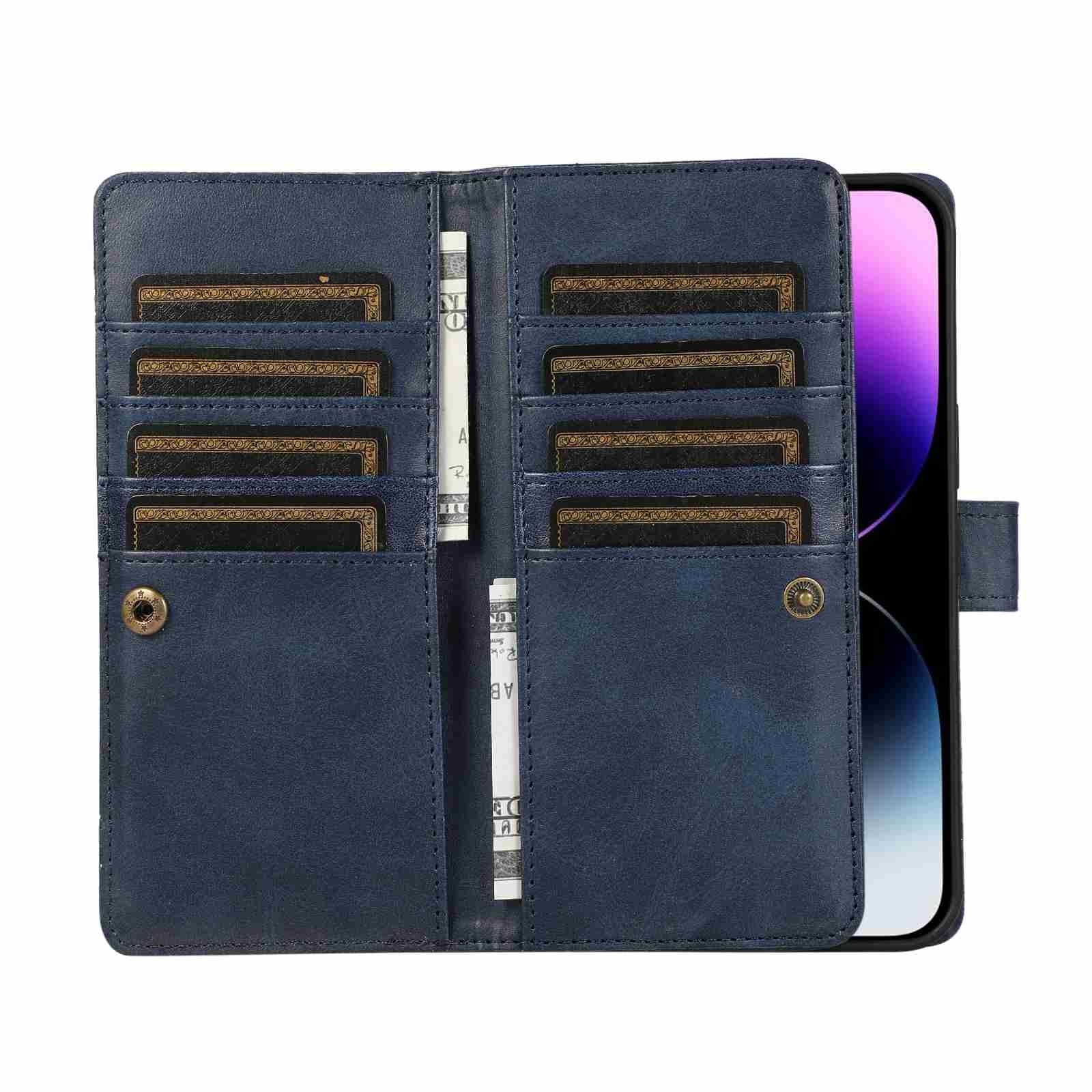 ELECTROPRIME For iPhone 15 Wristband Card Slot Leather Phone Case(Blue)