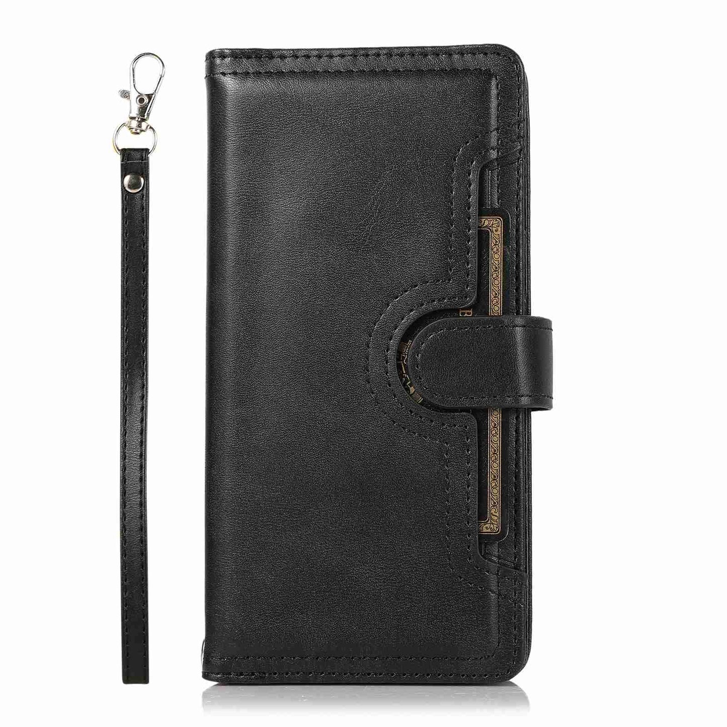 ELECTROPRIME For iPhone 15 Wristband Card Slot Leather Phone Case(Black)