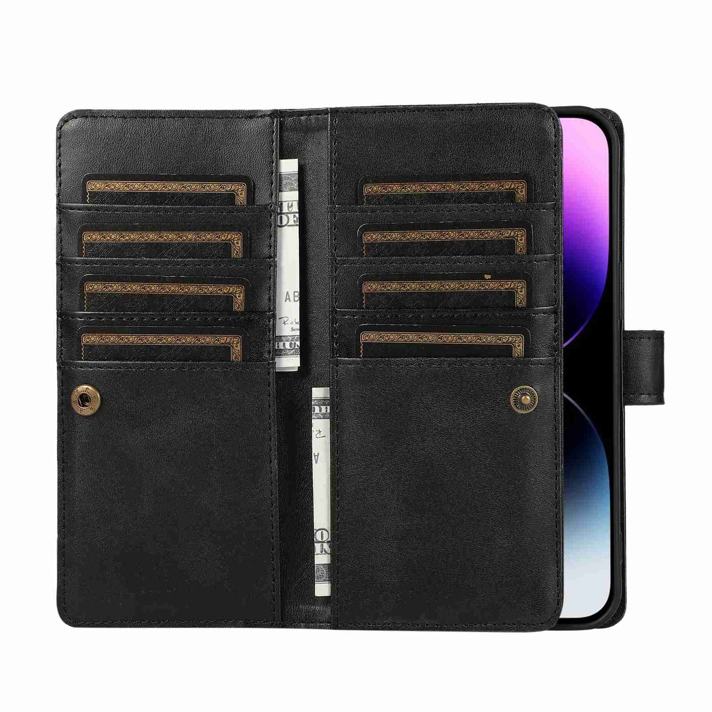 ELECTROPRIME For iPhone 15 Wristband Card Slot Leather Phone Case(Black)