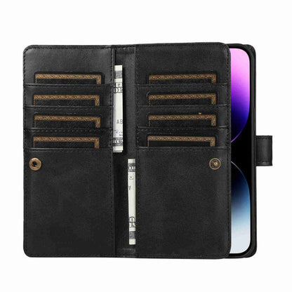 ELECTROPRIME For iPhone 15 Wristband Card Slot Leather Phone Case(Black)
