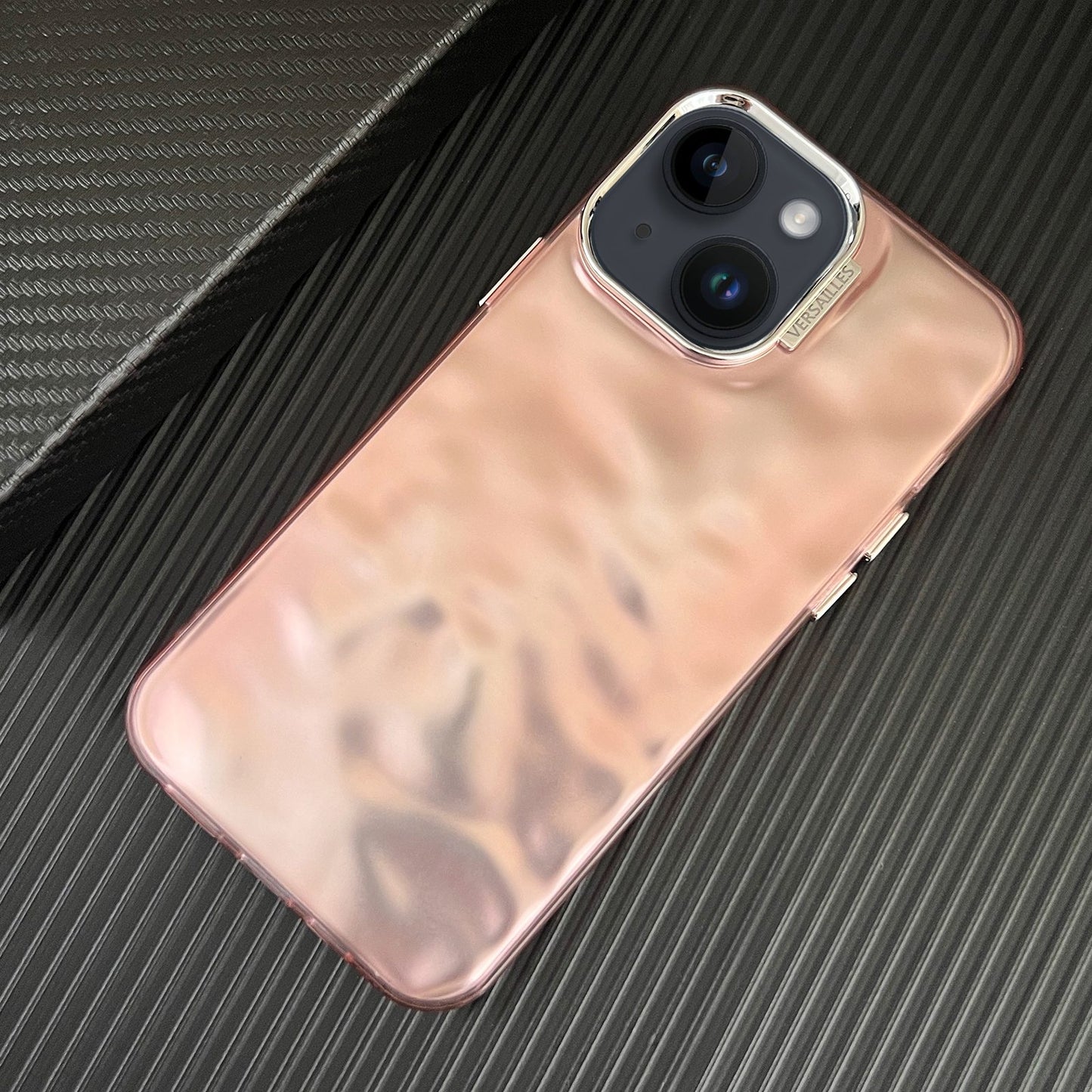 ELECTROPRIME For iPhone 15 3D IMD Water Ripple TPU + Acrylic Electroplated Phone Case(Pink)