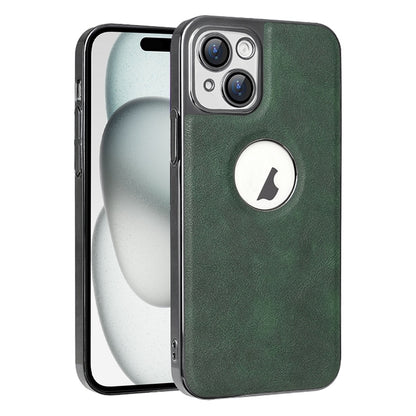 ELECTROPRIME For iPhone 15 Electroplated Leather Texture PU + PC Phone Case(Green)