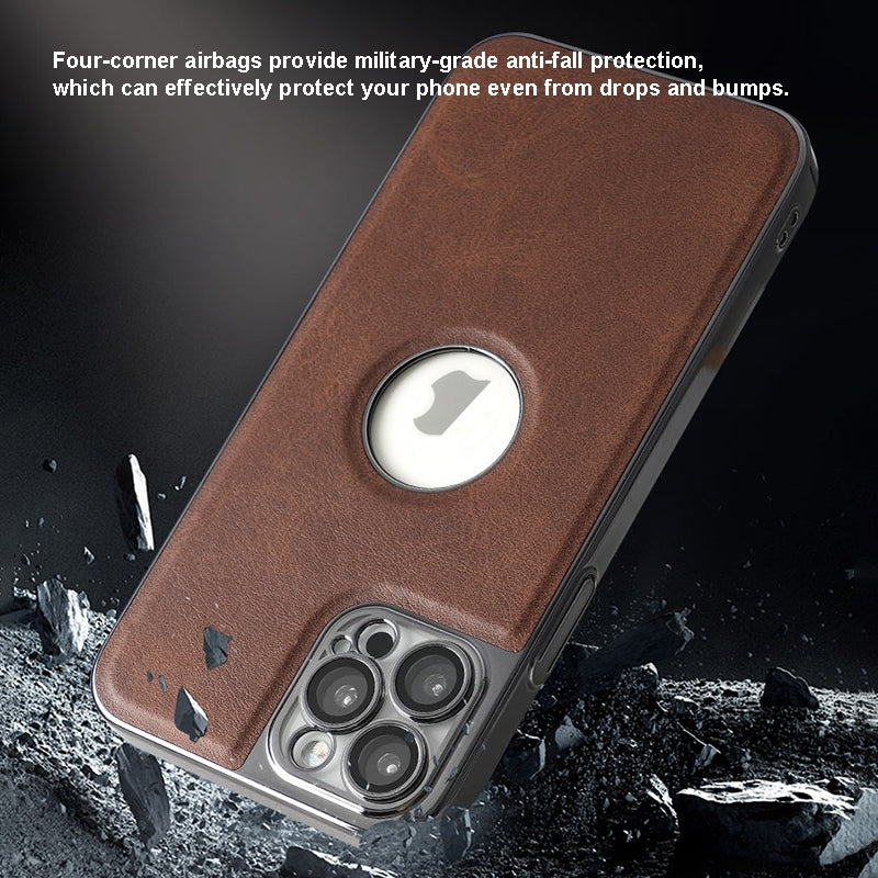 ELECTROPRIME For iPhone 15 Electroplated Leather Texture PU + PC Phone Case(Purple)