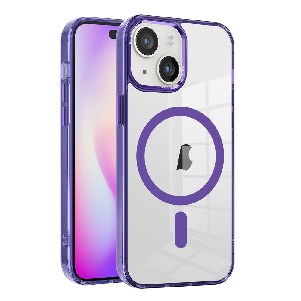 ELECTROPRIME For iPhone 15 Ice Color Magnetic Series TPU Hybrid Acrylic Magsafe Phone Case(Purple)