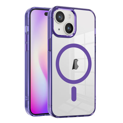 ELECTROPRIME For iPhone 15 Ice Color Magnetic Series TPU Hybrid Acrylic Magsafe Phone Case(Purple)