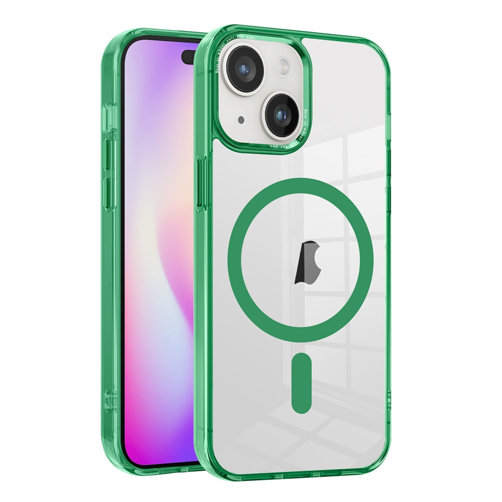 ELECTROPRIME For iPhone 15 Ice Color Magnetic Series TPU Hybrid Acrylic Magsafe Phone Case(Green)
