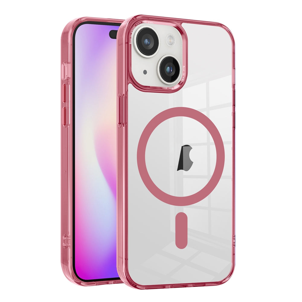ELECTROPRIME For iPhone 15 Plus Ice Color Magnetic Series TPU Hybrid Acrylic Magsafe Phone Case(Pink)
