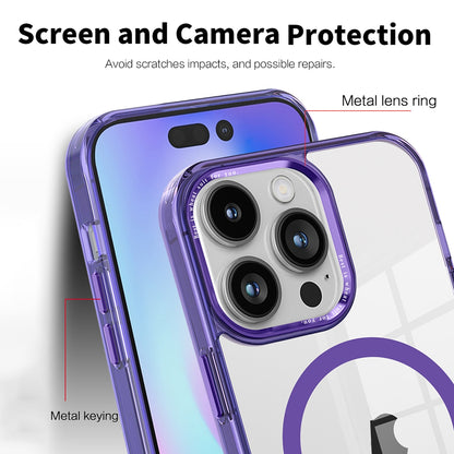 ELECTROPRIME For iPhone 15 Plus Ice Color Magnetic Series TPU Hybrid Acrylic Magsafe Phone Case(Pink)