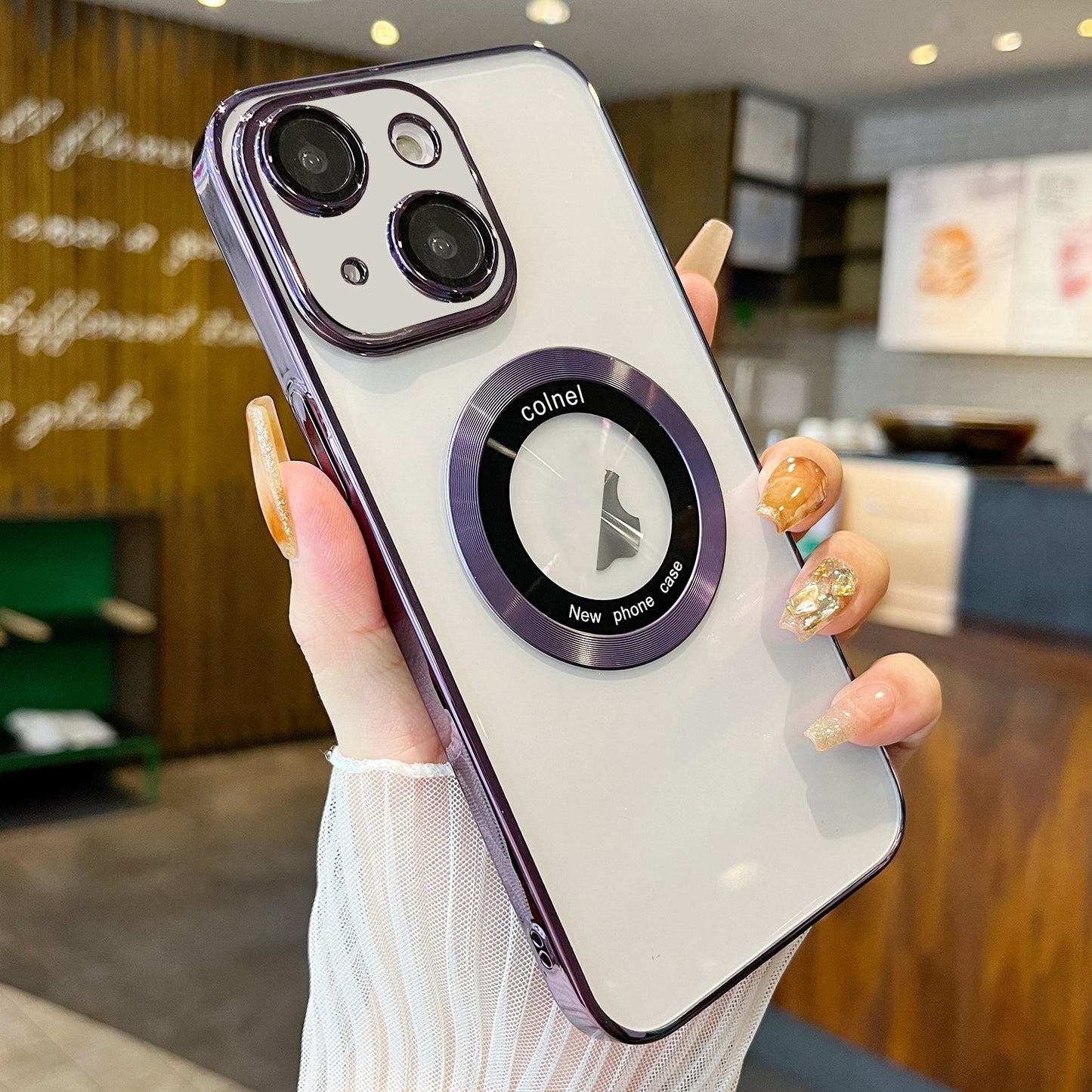 ELECTROPRIME For iPhone 15 Transparent Electroplated PC MagSafe Phone Case(Purple)