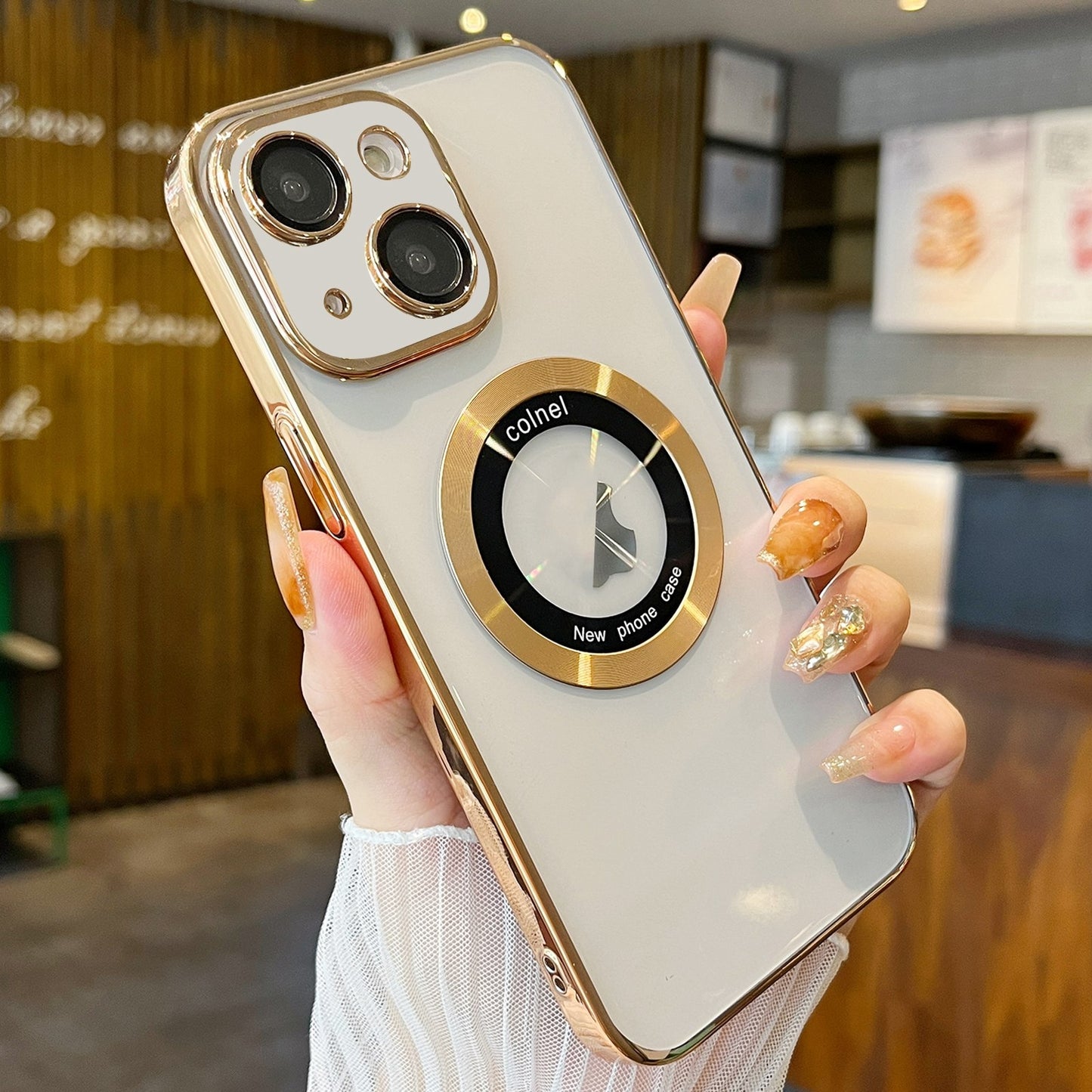 ELECTROPRIME For iPhone 15 Transparent Electroplated PC MagSafe Phone Case(Gold)
