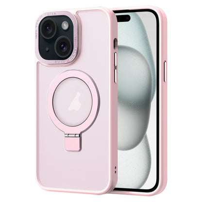 ELECTROPRIME For iPhone 15 Skin Feel MagSafe Magnetic Holder Phone Case(Pink)