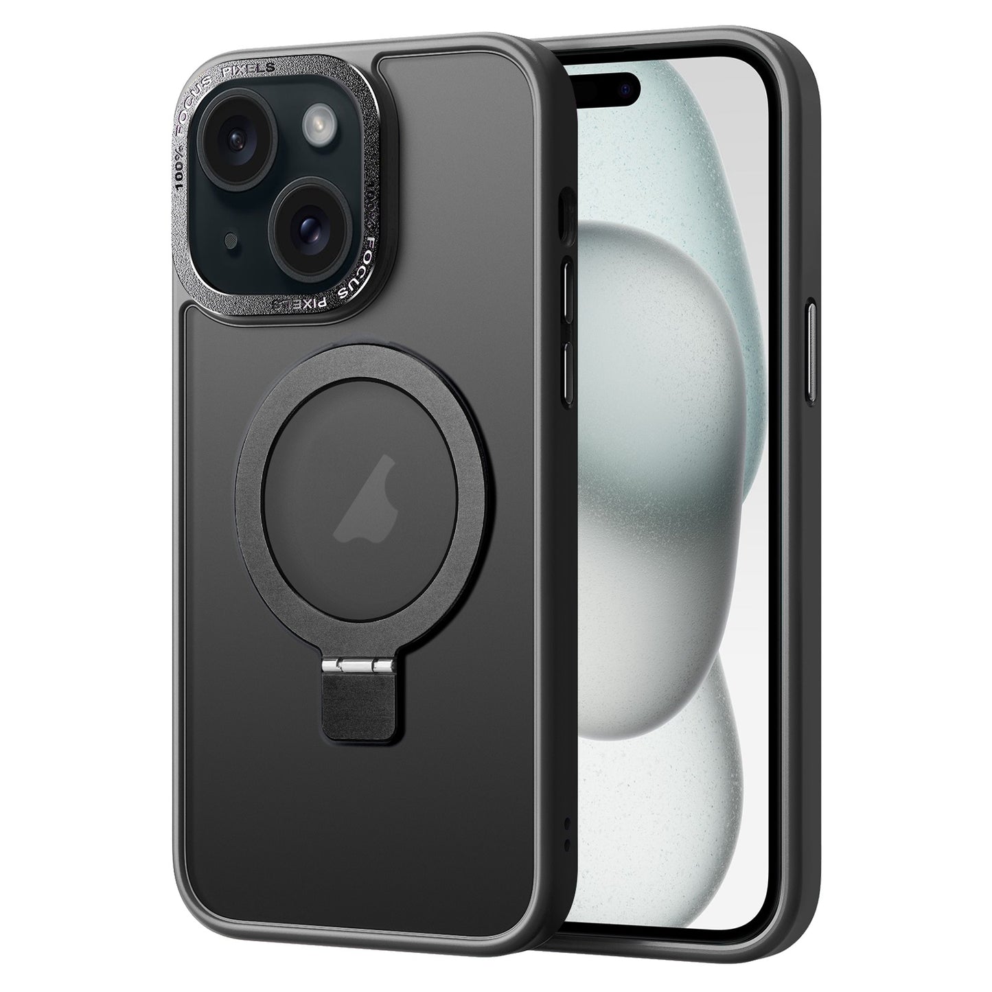 ELECTROPRIME For iPhone 15 Skin Feel MagSafe Magnetic Holder Phone Case(Black)