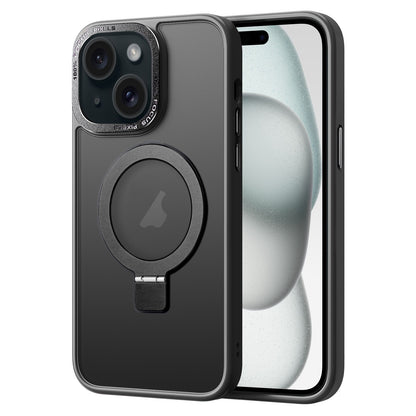 ELECTROPRIME For iPhone 15 Skin Feel MagSafe Magnetic Holder Phone Case(Black)