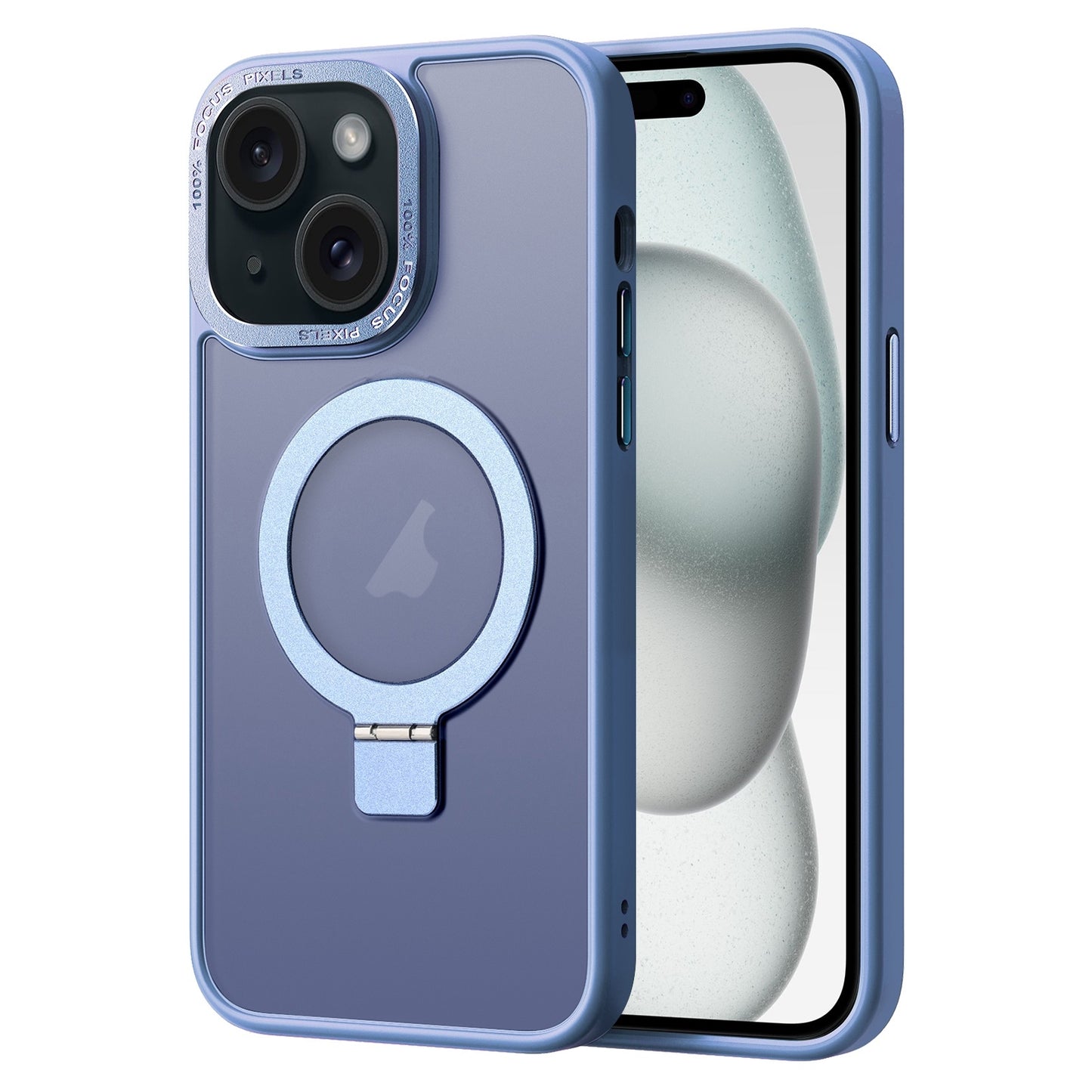 ELECTROPRIME For iPhone 15 Skin Feel MagSafe Magnetic Holder Phone Case(Blue)