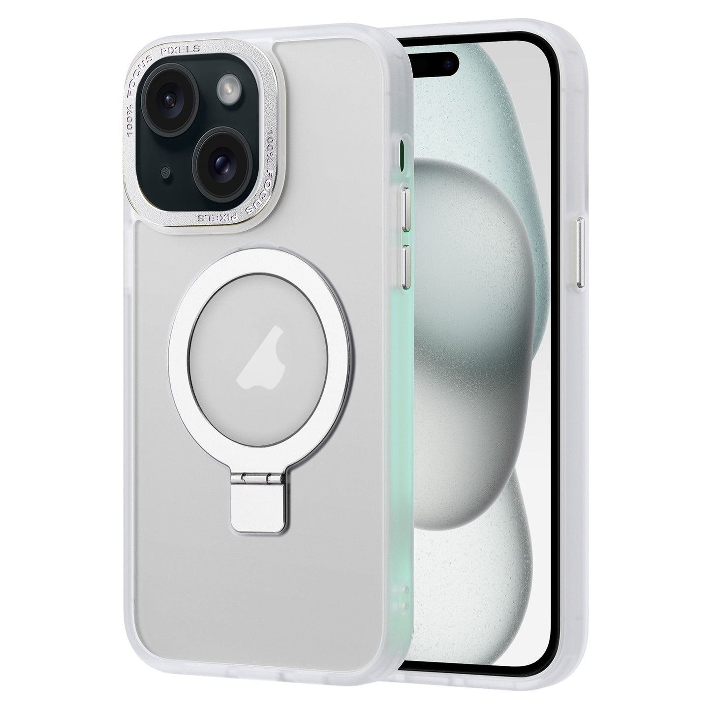 ELECTROPRIME For iPhone 15 Skin Feel MagSafe Magnetic Holder Phone Case(Matte White)