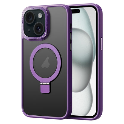 ELECTROPRIME For iPhone 15 Skin Feel MagSafe Magnetic Holder Phone Case(Purple)