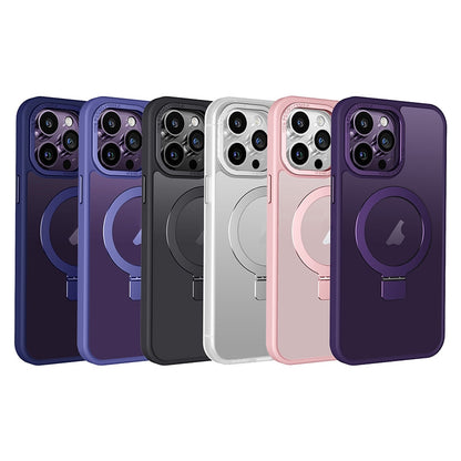 ELECTROPRIME For iPhone 15 Skin Feel MagSafe Magnetic Holder Phone Case(Purple)
