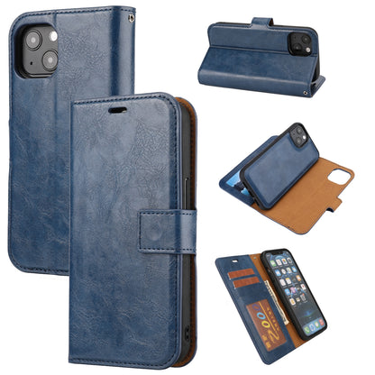 ELECTROPRIME For iPhone 15 Crazy Horse Texture Detachable Horizontal Flip PU Case(Blue)