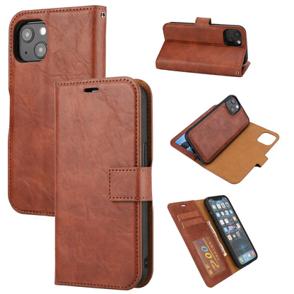 ELECTROPRIME For iPhone 15 Crazy Horse Texture Detachable Horizontal Flip PU Case(Brown)